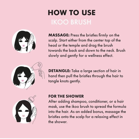 IKOO Detangling, Scalp Massaging Hair Brush Cotton Candy - Black Bristles - Picture 3 of 8